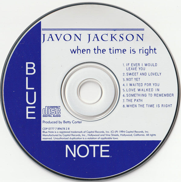 Javon Jackson - When The Time Is Right (CD) Image