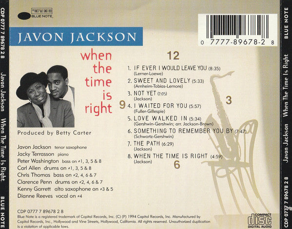 Javon Jackson - When The Time Is Right (CD) Image