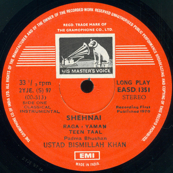 Bismillah Khan - Yaman / Brindaban Sarang (Vinyl) Image
