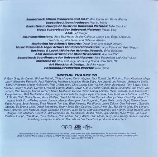 Various - Fast & Furious 8 - The Album (CD) Image
