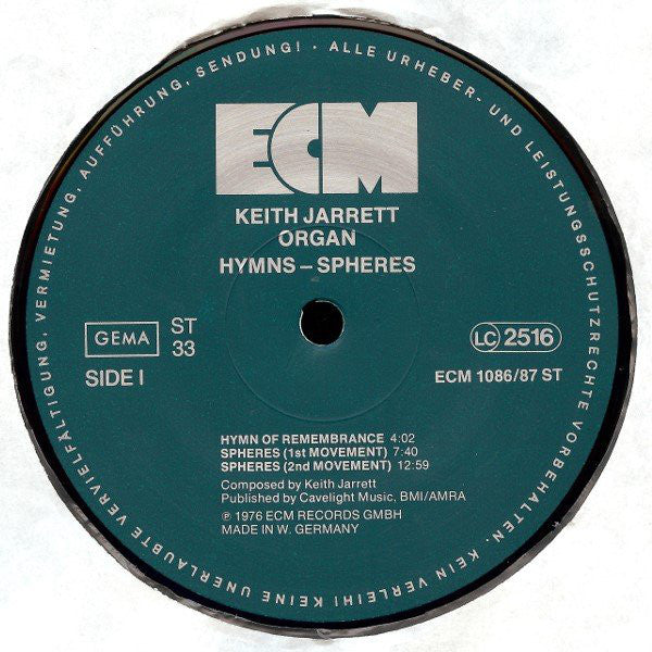 Keith Jarrett - Hymns Spheres (Vinyl) (2 LP) Image