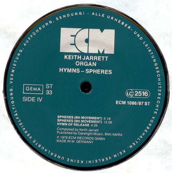 Keith Jarrett - Hymns Spheres (Vinyl) (2 LP) Image