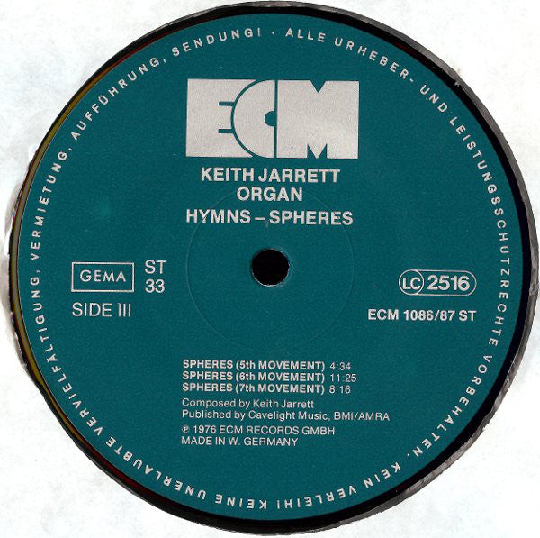 Keith Jarrett - Hymns Spheres (Vinyl) (2 LP) Image