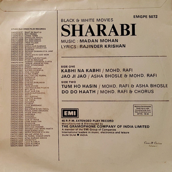 Madan Mohan, Rajinder Krishan - Sharabi (45-RPM) Image