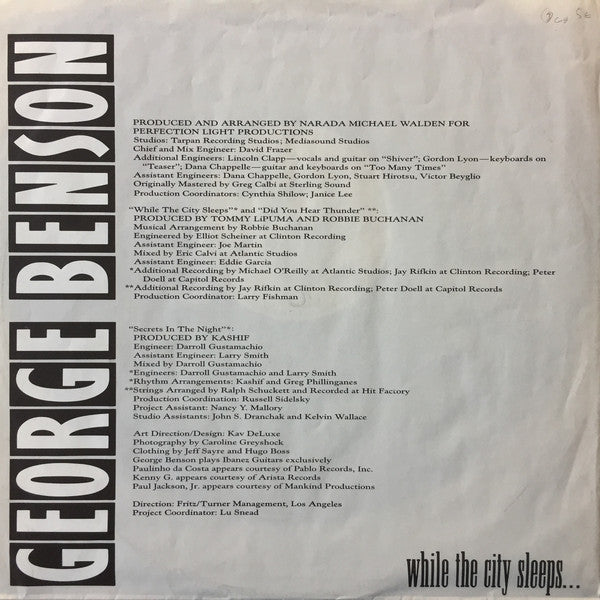 George Benson - While The City Sleeps... (Vinyl) Image