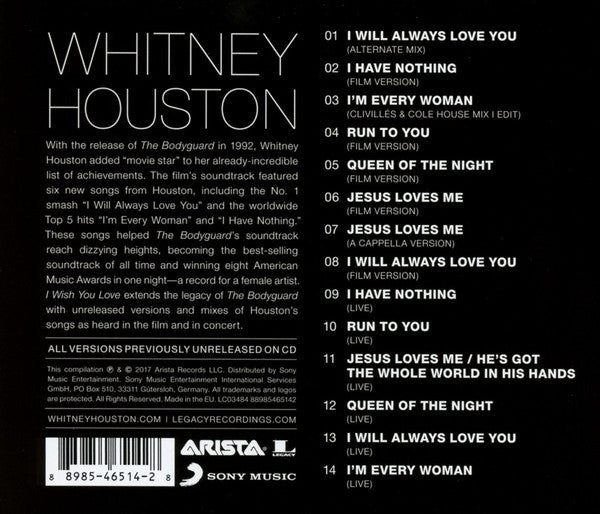 Whitney Houston - I Wish You Love: More From The Bodyguard (CD) Image