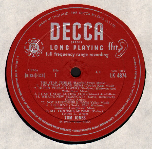 Tom Jones - Tom Jones Live! At The Talk Of The Town (Vinyl) Image