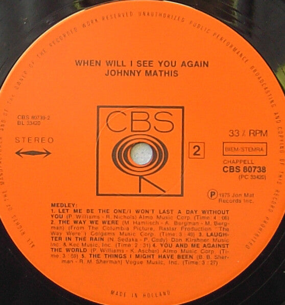 Johnny Mathis - When Will I See You Again (Vinyl) Image