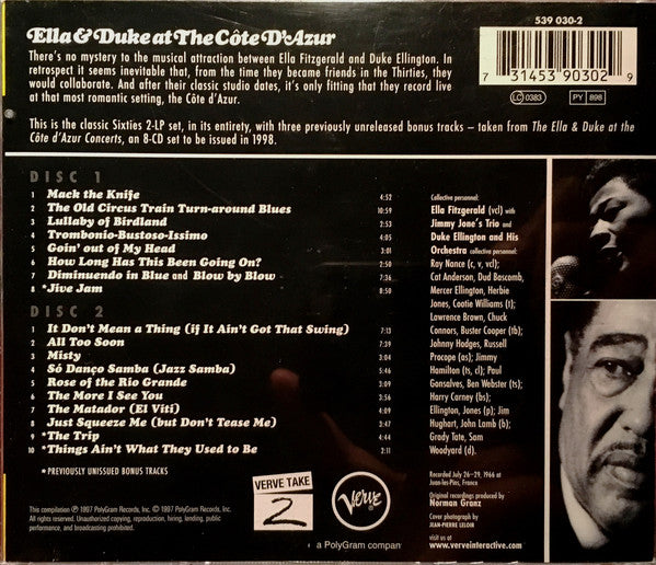 Ella Fitzgerald And Duke Ellington - Ella & Duke At The CÃ´te D'Azur (CD) (2 CD) Image