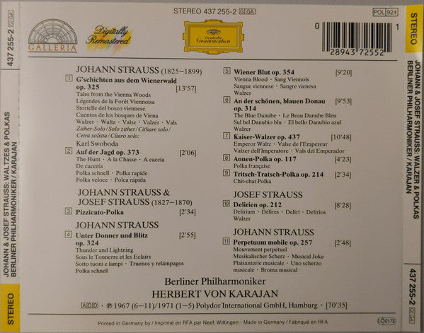 Johann Strauss Jr. & Josef StrauÃŸ - Berliner Philharmoniker, Herbert von Karajan - Walzer & Polkas â€¢ Valses & Polkas (CD) Image