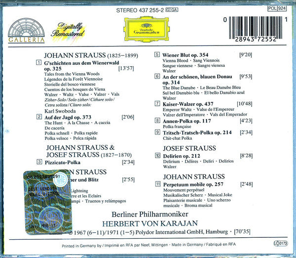 Johann Strauss Jr. & Josef StrauÃŸ - Berliner Philharmoniker, Herbert von Karajan - Walzer & Polkas â€¢ Valses & Polkas (CD) Image