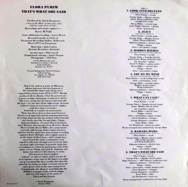 Flora Purim - That's What She Said (Vinyl) Image