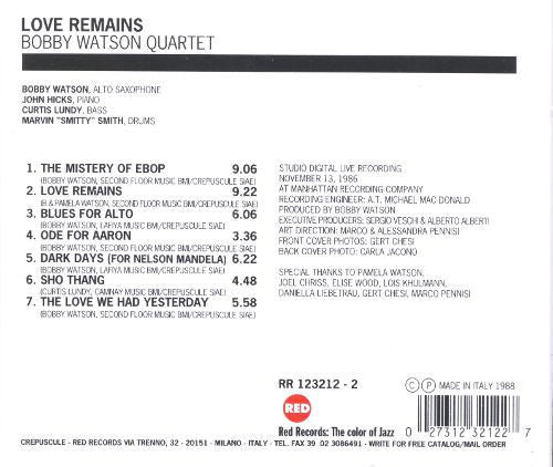 Bobby Watson (2) - Love Remains (CD) Image