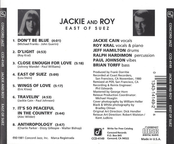 Jackie & Roy - East Of Suez (CD) Image