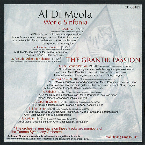 Al Di Meola, World Sinfonia - The Grande Passion (CD) Image