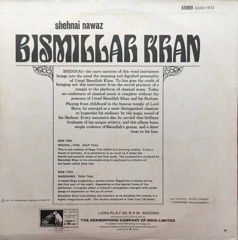 Bismillah Khan - Raga: Bhupal-Todi Jhap Taal â— Bageshree Teen Taal (Vinyl) Image