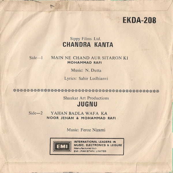N. Dutta / Feroze Nizami - Chandra Kanta / Jugnu (45-RPM) Image