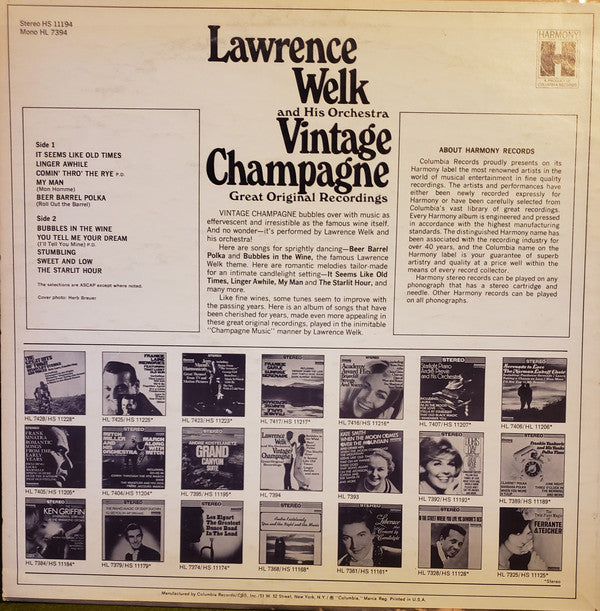 Lawrence Welk And His Orchestra - Vintage Champagne "Great Original Recordings" (Vinyl) Image