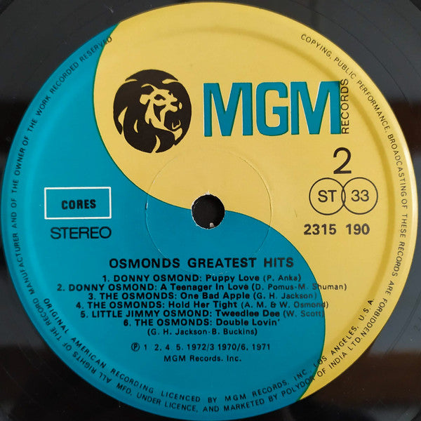 Osmonds, The - Greatest Hits (Vinyl) Image