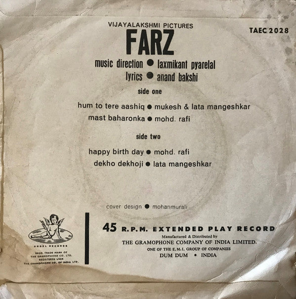 Laxmikant-Pyarelal â€¢ Anand Bakshi - Farz (45-RPM) Image