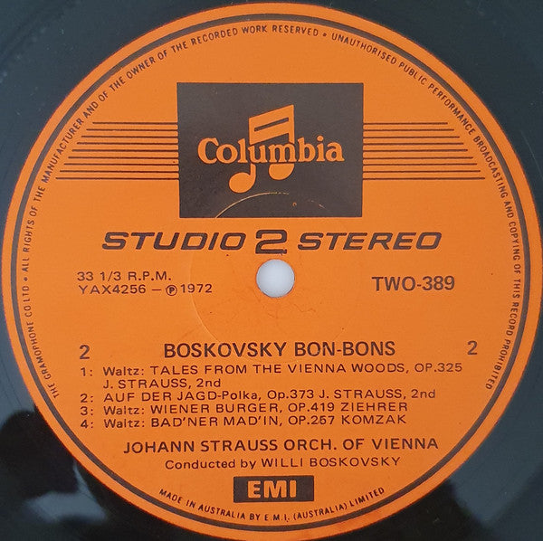 Wiener Johann Strauss Orchestra, Willi Boskovsky - Boskovsky Bon-Bons (Vinyl) Image