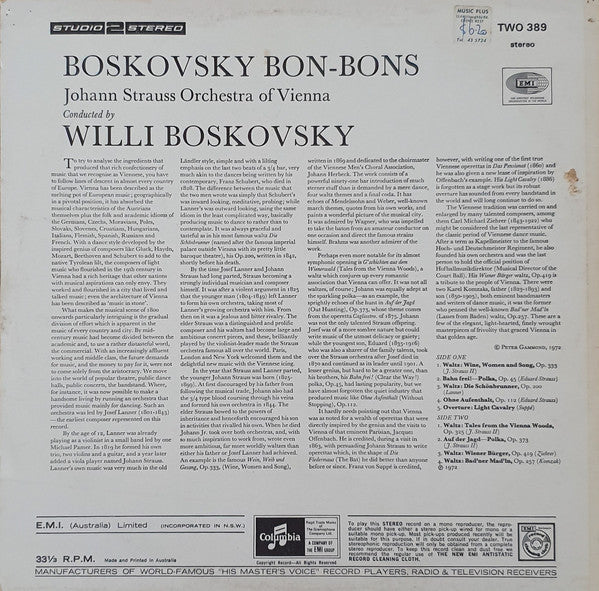 Wiener Johann Strauss Orchestra, Willi Boskovsky - Boskovsky Bon-Bons (Vinyl) Image