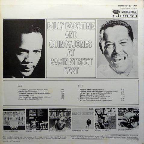 Billy Eckstine & Quincy Jones - At Basin Street East (Vinyl) Image