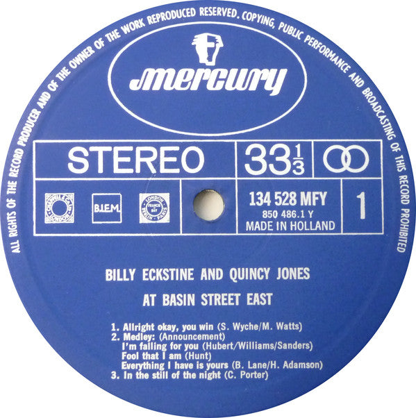 Billy Eckstine & Quincy Jones - At Basin Street East (Vinyl) Image