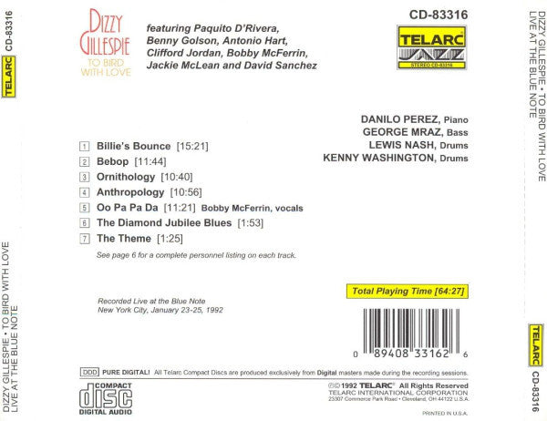 Dizzy Gillespie - To Bird With Love (CD) Image