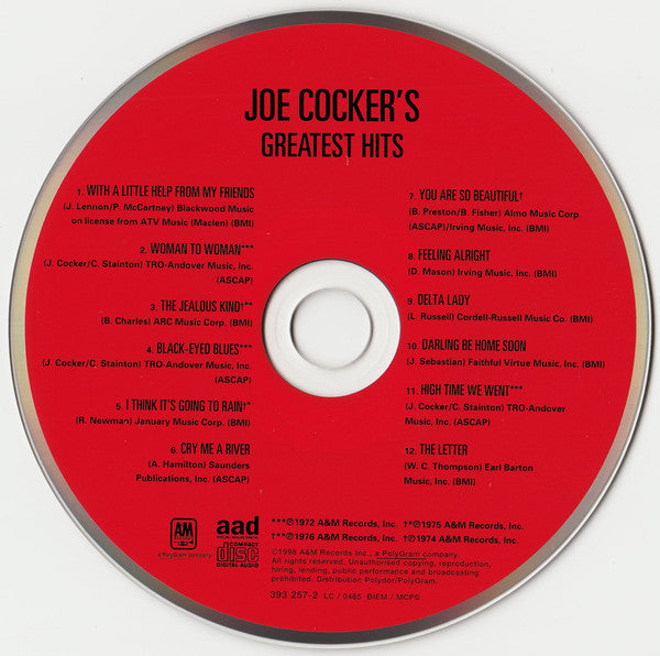 Joe Cocker - Joe Cocker's Greatest Hits (CD) Image