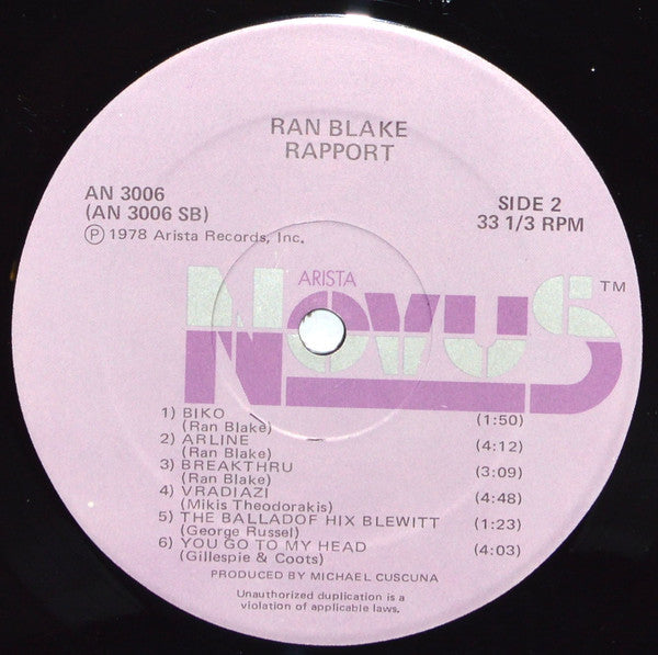 Ran Blake - Rapport (Vinyl) Image