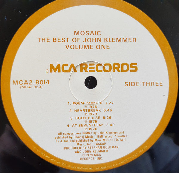 John Klemmer - Mosaic - The Best Of John Klemmer Volume One (Vinyl) (2 LP) Image