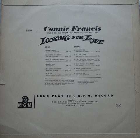 Connie Francis - Sings Songs From Her New MGM Motion Picture "Looking For Love" (Vinyl) Image