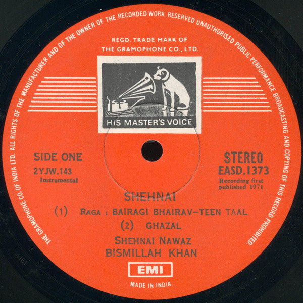 Bismillah Khan - Raga Bairagi Bhairav / Raga Shyam Kalyan / Ghazal / Bhangra (Vinyl) Image