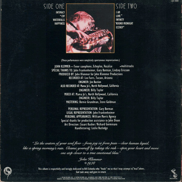 John Klemmer - Cry (Vinyl) Image