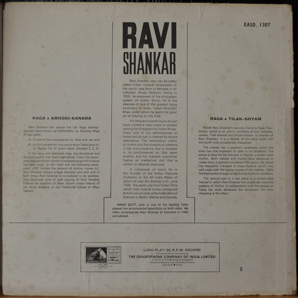 Ravi Shankar - Raga. Tilak-Shyam / Abhogi-Kanada (Vinyl) Image