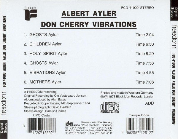 Albert Ayler And Don Cherry - Vibrations (CD) Image