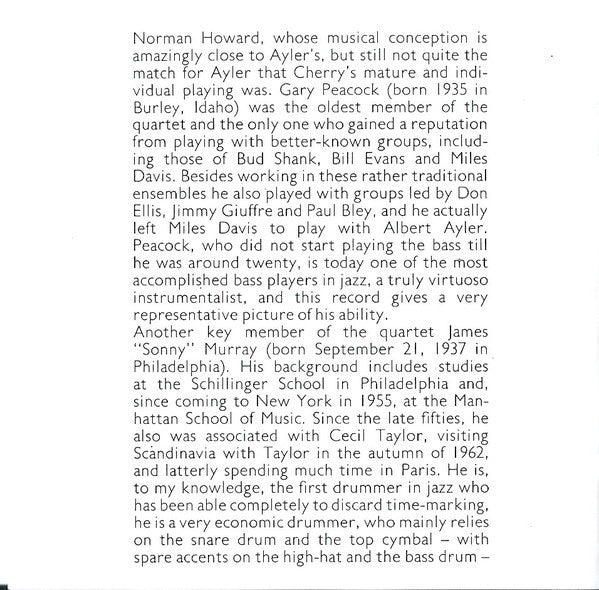 Albert Ayler And Don Cherry - Vibrations (CD) Image