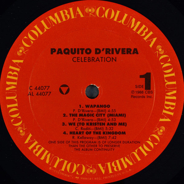 Paquito D'Rivera - Celebration (Vinyl) Image