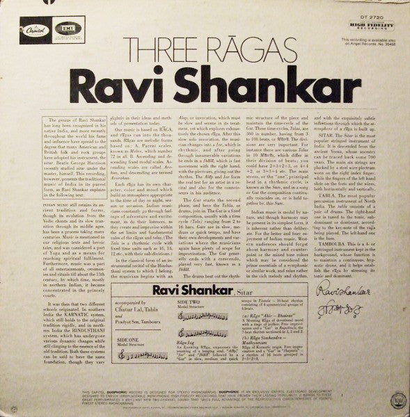 Ravi Shankar - Three RÄgas (Vinyl) Image