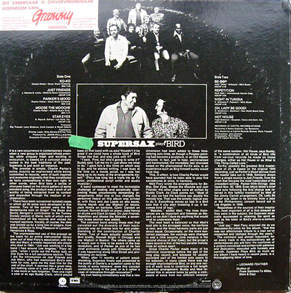 Supersax - Supersax Plays Bird (Vinyl) Image