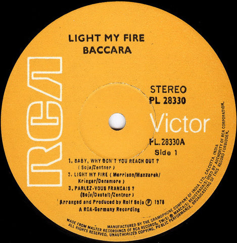 Baccara - Light My Fire (Vinyl) Image