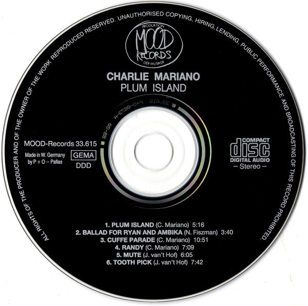 Charlie Mariano Group - Plum Island (CD) Image