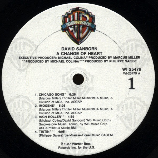 David Sanborn - A Change Of Heart (Vinyl) Image