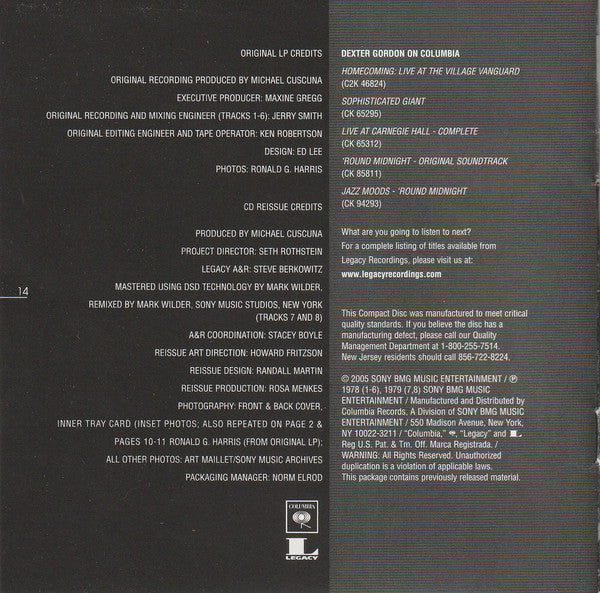 Dexter Gordon - Gotham City (CD) Image