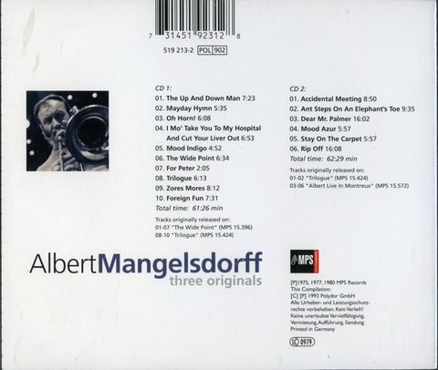 Albert Mangelsdorff - Three Originals â€¢ The Wide Point â€¢ Trilogue â€¢ Albert Live In Montreux (CD) (2 CD) Image