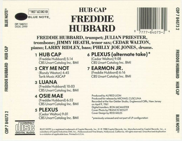 Freddie Hubbard - Hub Cap (CD) Image