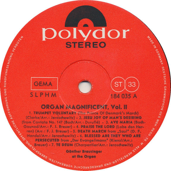 GÃ¼nther Brausinger - Organ Magnificent Vol. II (Vinyl) Image
