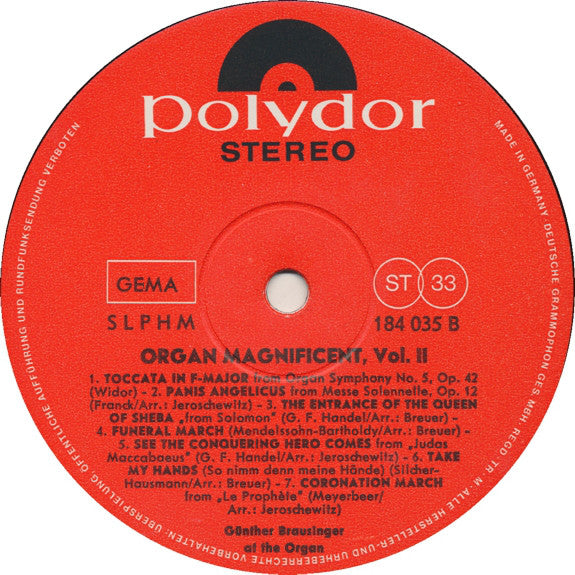 GÃ¼nther Brausinger - Organ Magnificent Vol. II (Vinyl) Image