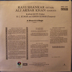 Ravi Shankar, Ali Akbar Khan With Kanai Dutta And NC Kumar And Ashish Kumar - A Dhun & A Raga (Vinyl) Image